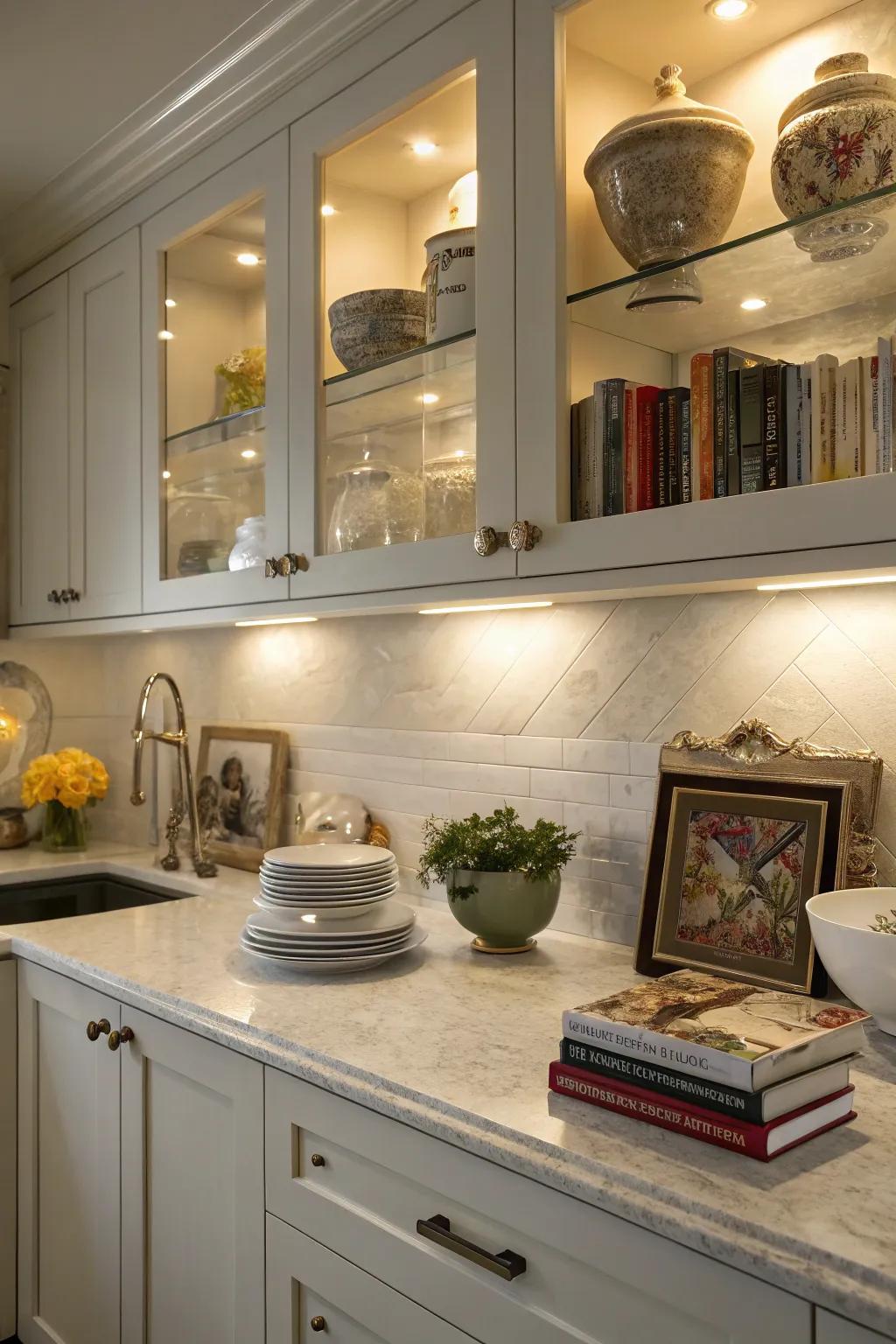 Button lights generate a captivating spotlight on decorative elements.