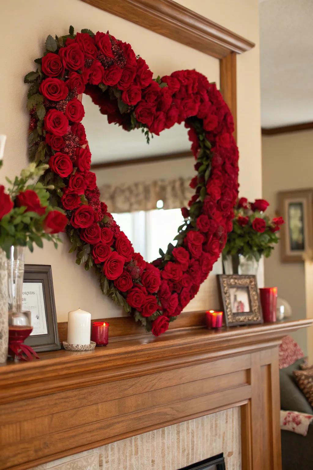An energetic coronary-shaped garland appending charm to the mantel.