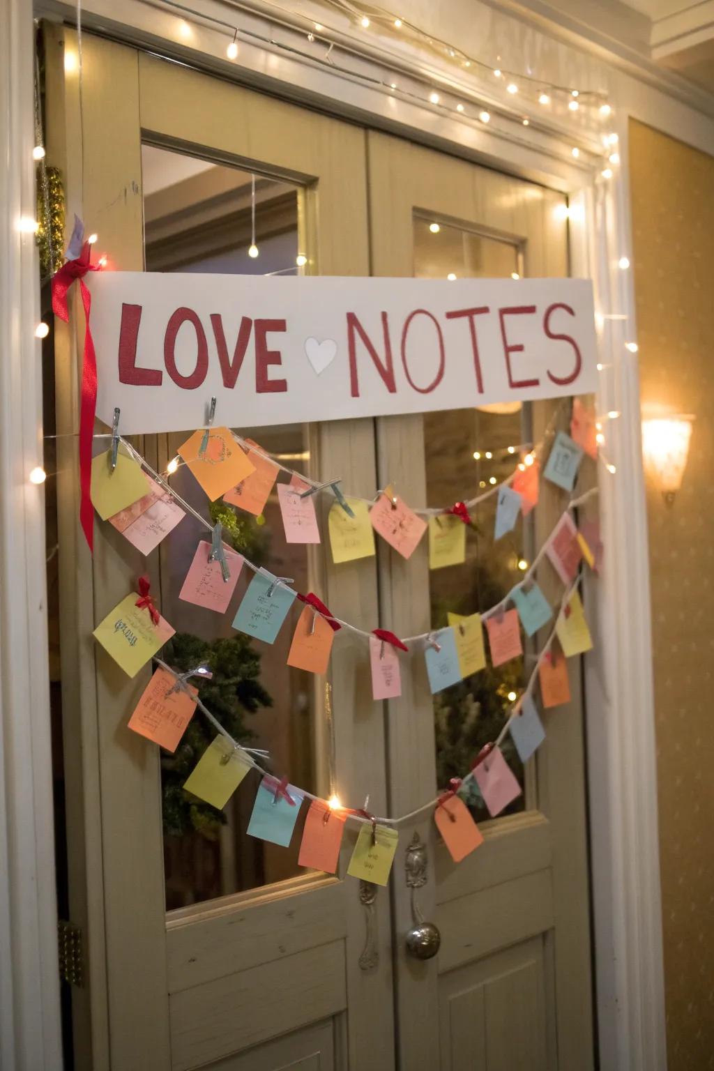 A string of affection notes adds a personal touch to your entryway.