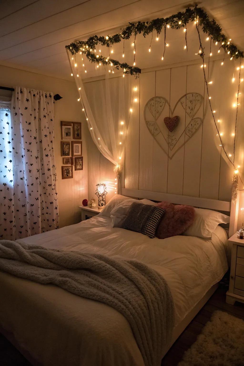 Transform your bedroom into a snug retreat designed for Valentine's festivities.