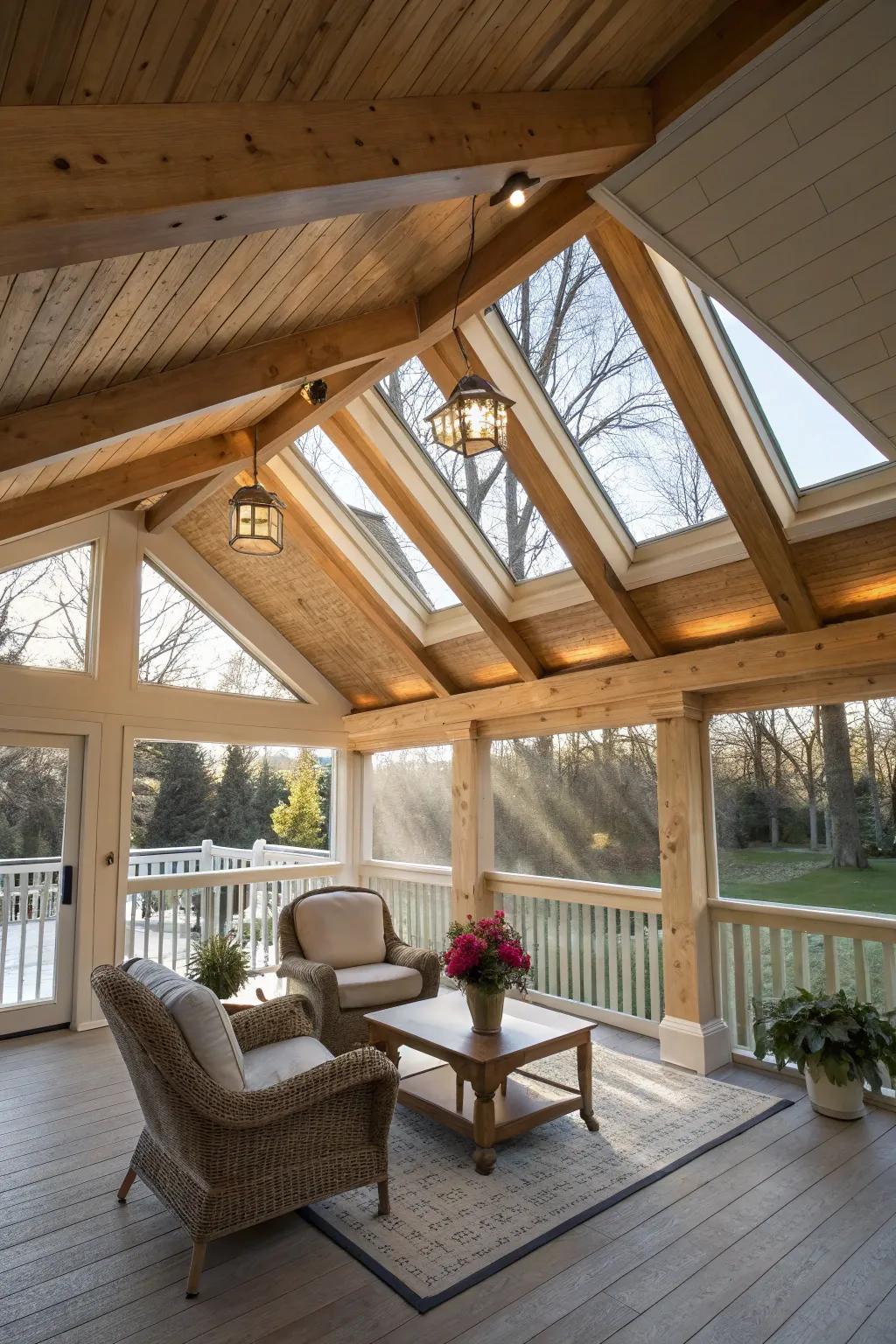 Enliven your porch through the incorporation of sky-windows.