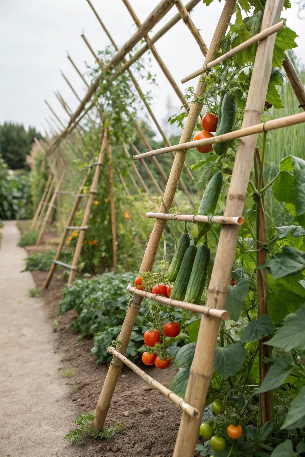 Bamboo trellises exude a natural, countryside charm.