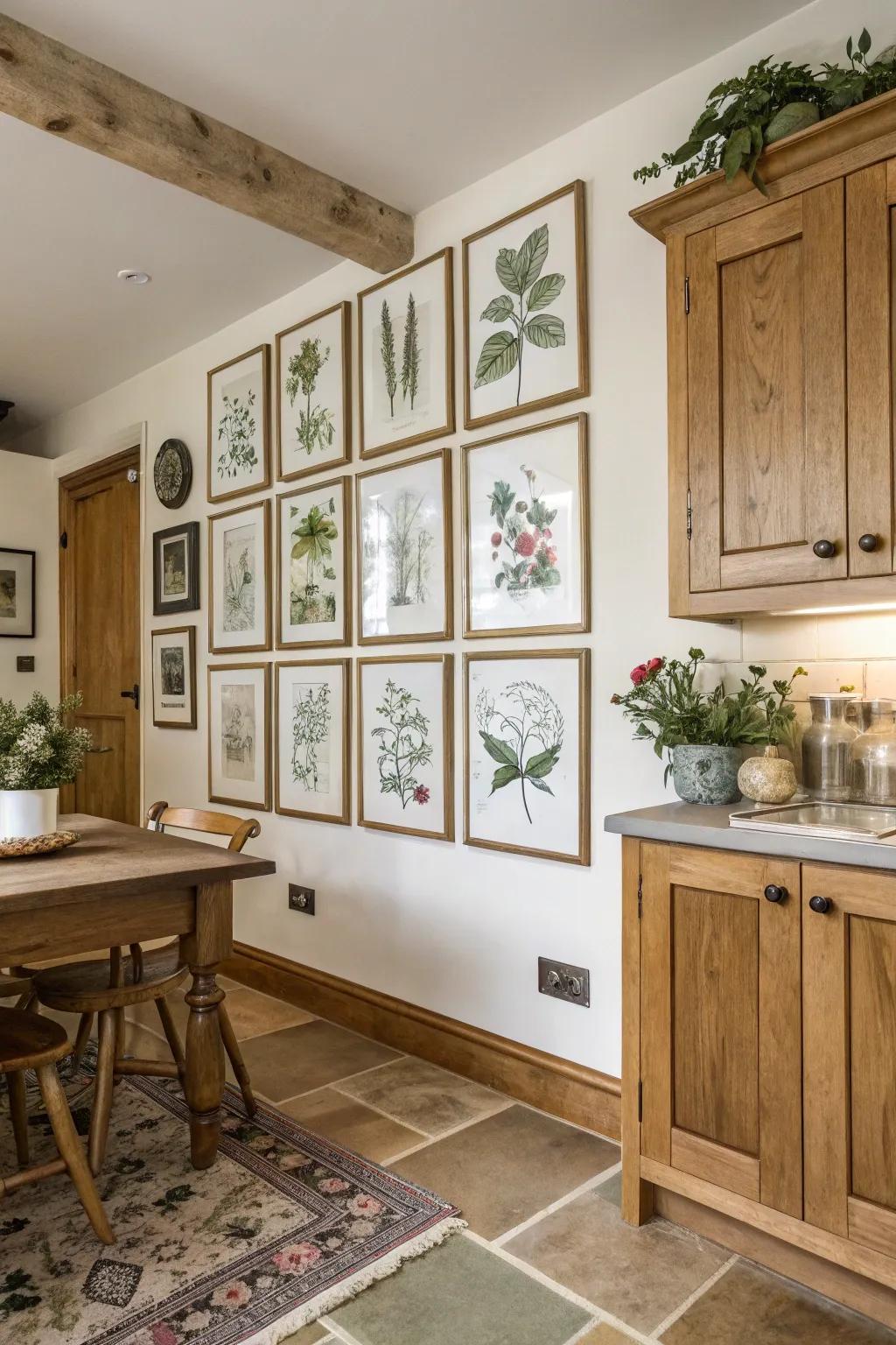 A themed showcase flaunting botanical-inspired artwork
