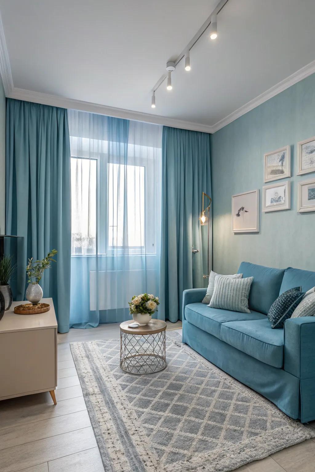 A simple color scheme has the power to enlarge and unite a small space.