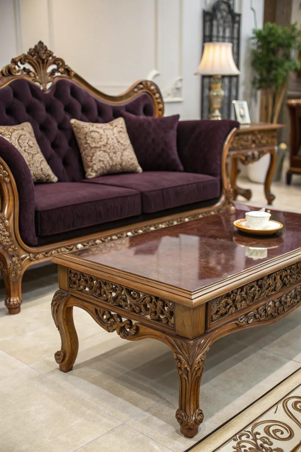 Extravagant furnishings alter the chamber into a Gothic refuge.