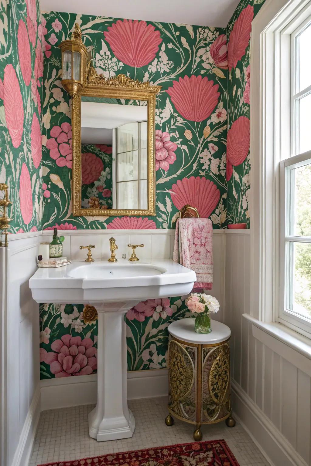 Bold wallpaper has the power to reinvent your space with vintage allure.