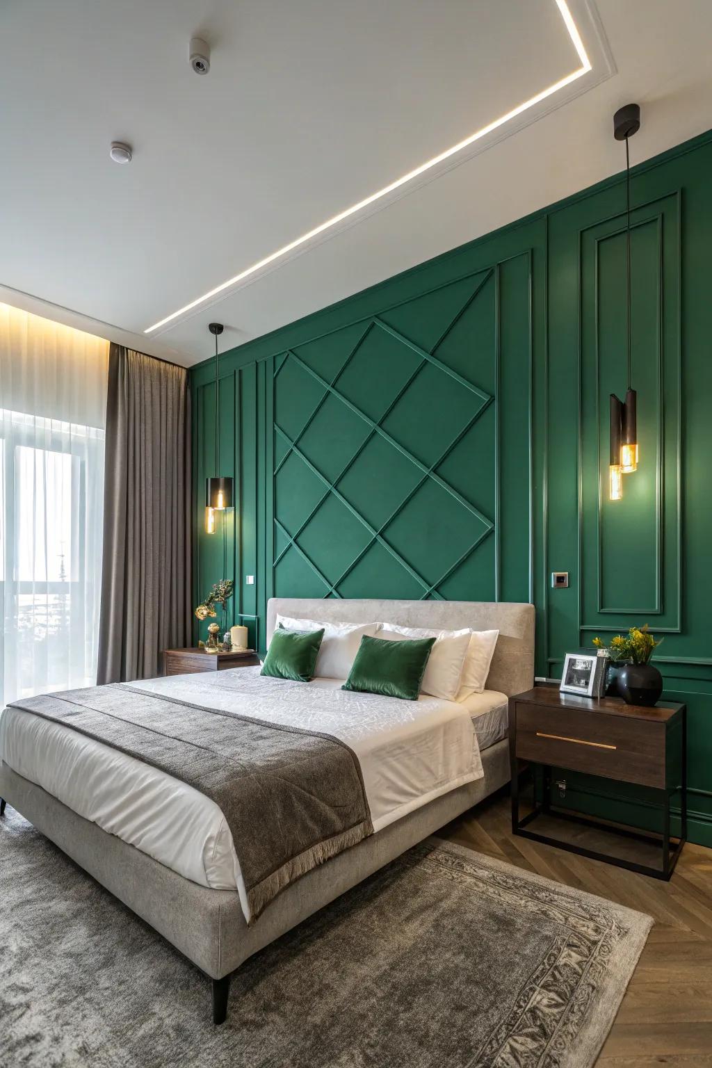 A captivating verdant rocky texture wall serves as an opulent accent.