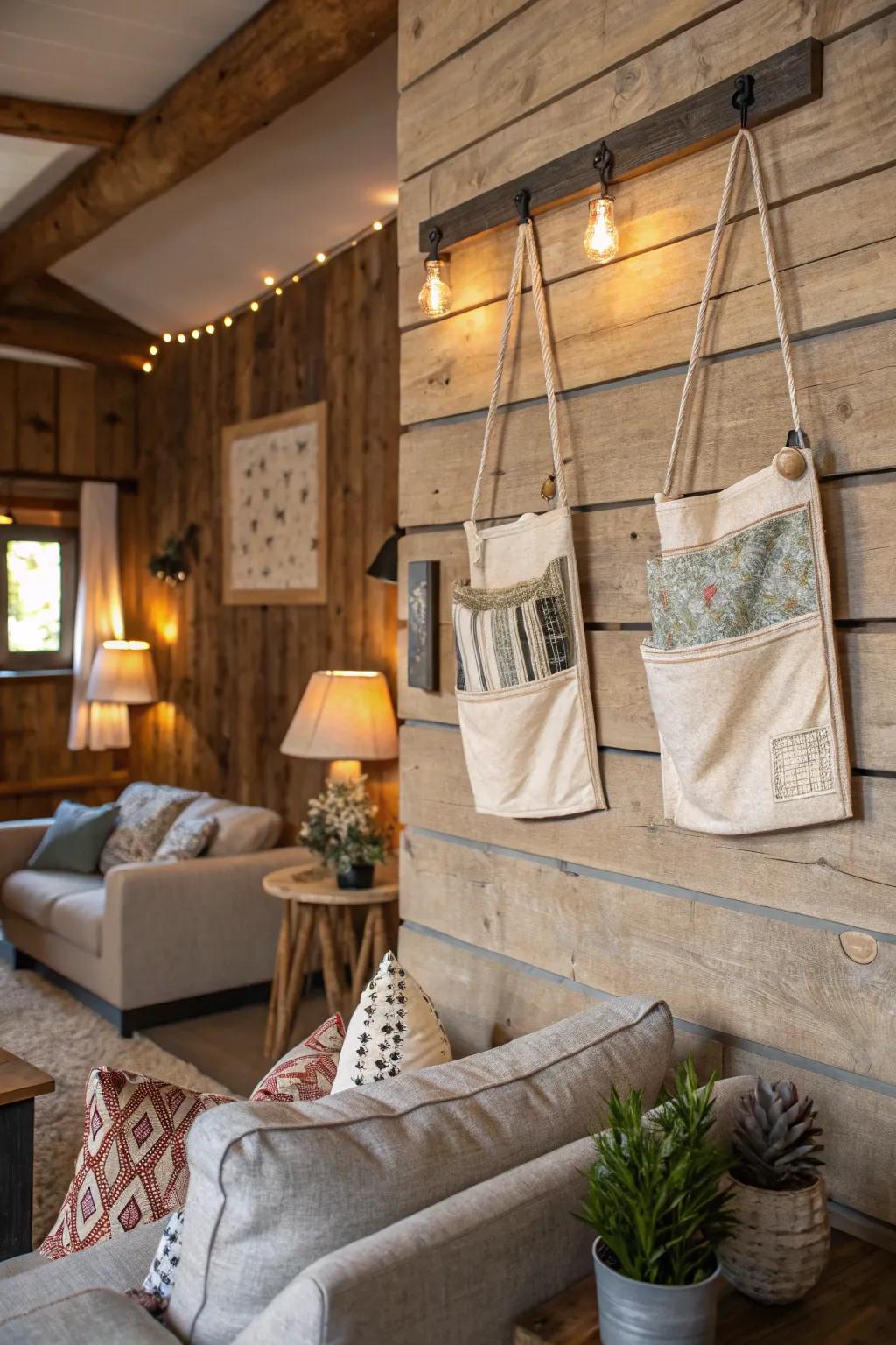 Country-style material cases add warmth and texture to any space.
