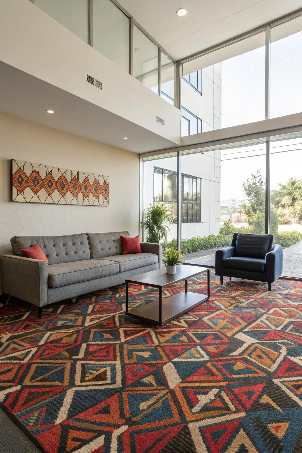 Create a lasting impact with a strikingly patterned carpet.