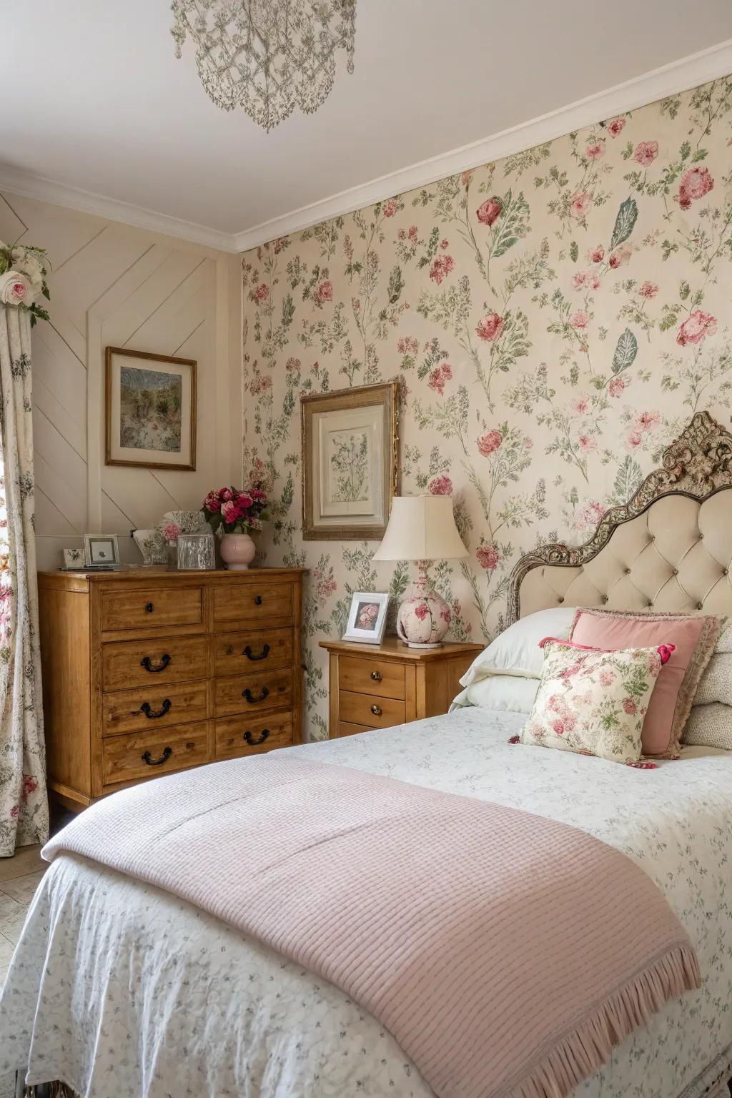 Floral designs introduce sophistication and a romantic feel to any bedroom.