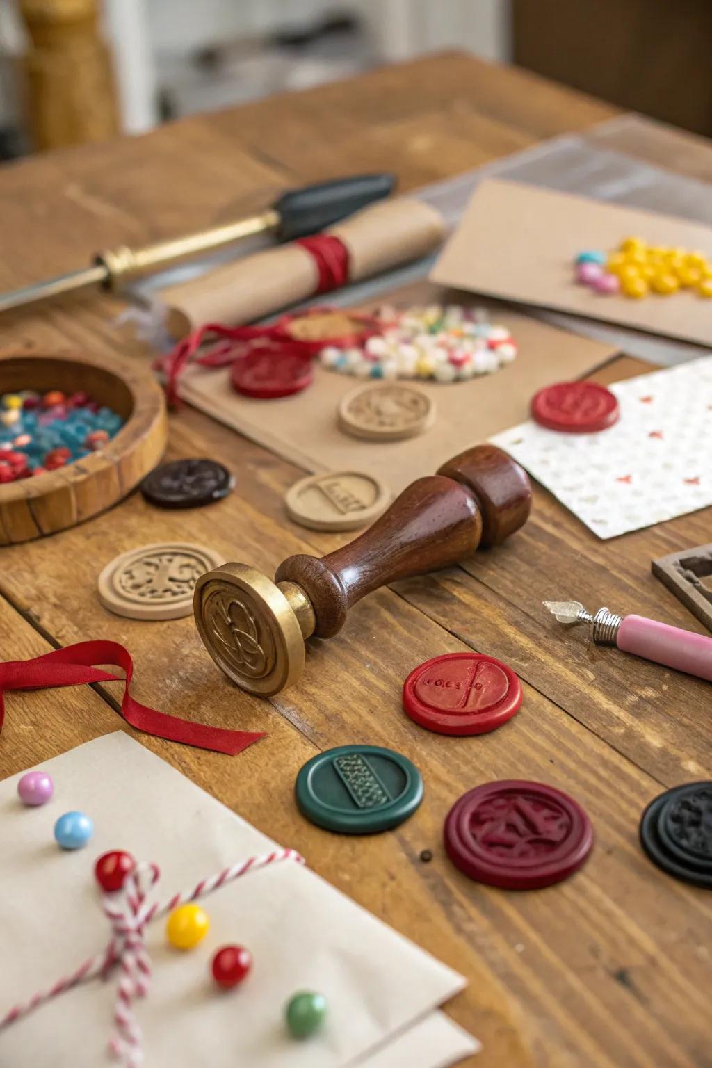 A spectrum of wax seals, highlighting the endless color possibilities for your creative efforts.