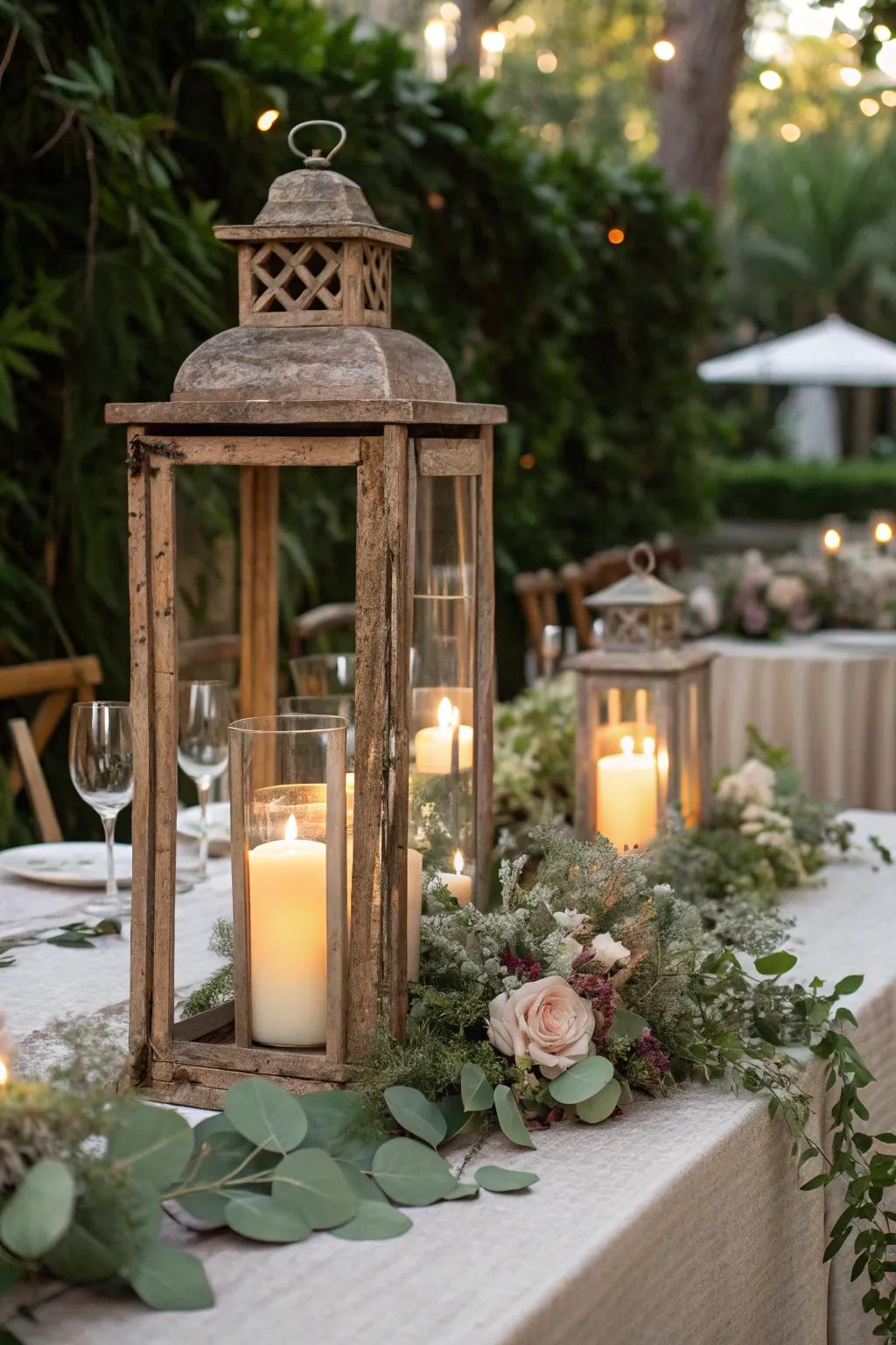Countryside light houses adding a whimsical flair to the gathering.