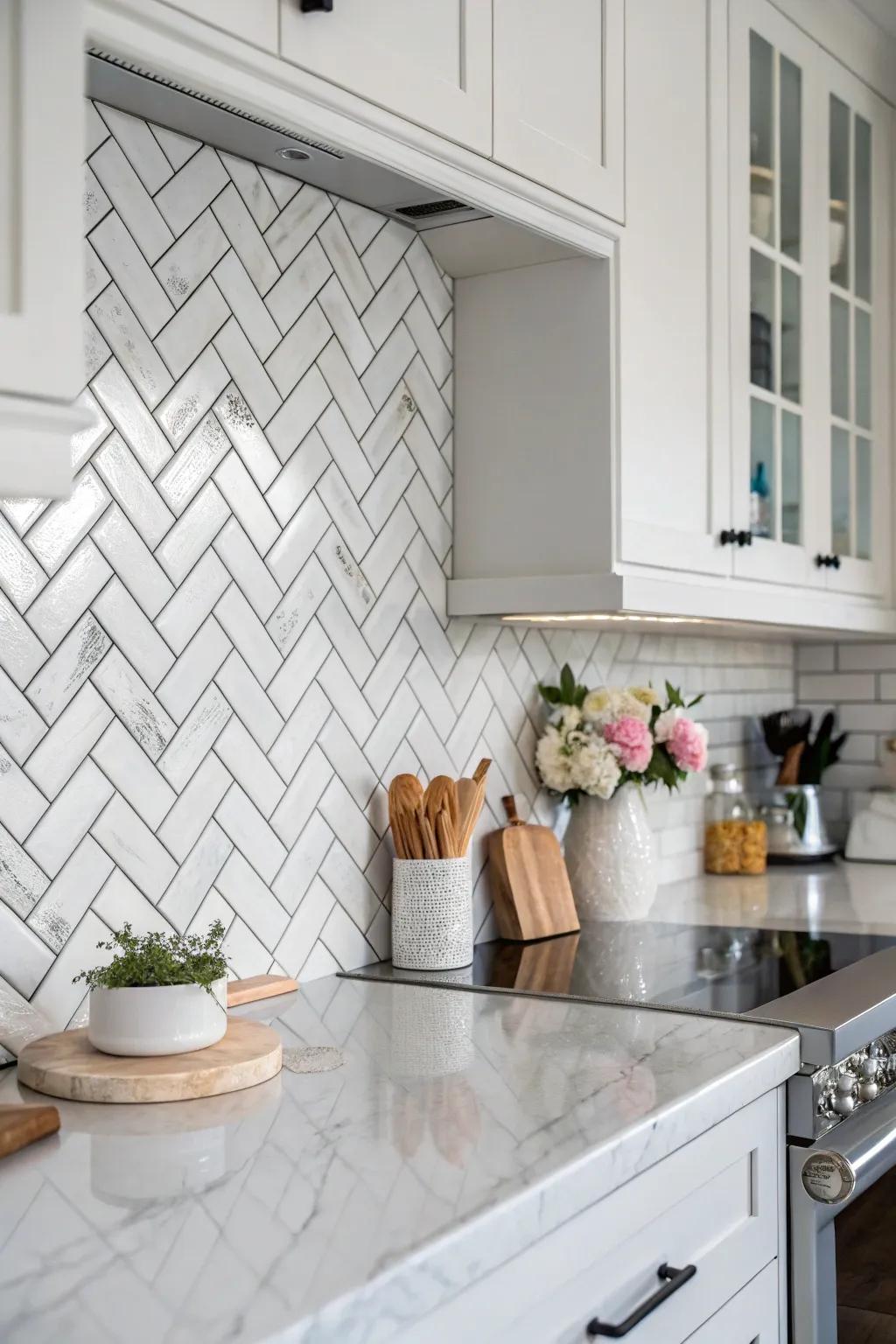 White angle weave pattern adding texture and elegance.