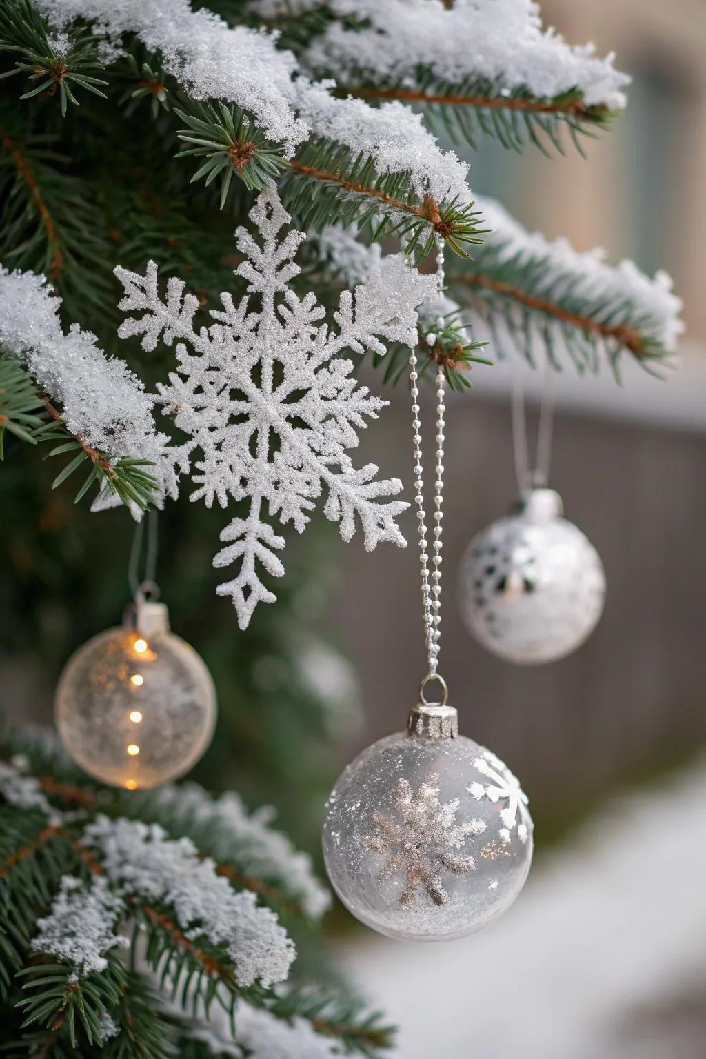 Icy baubles introduce a dash of refinement to your Christmas tree.