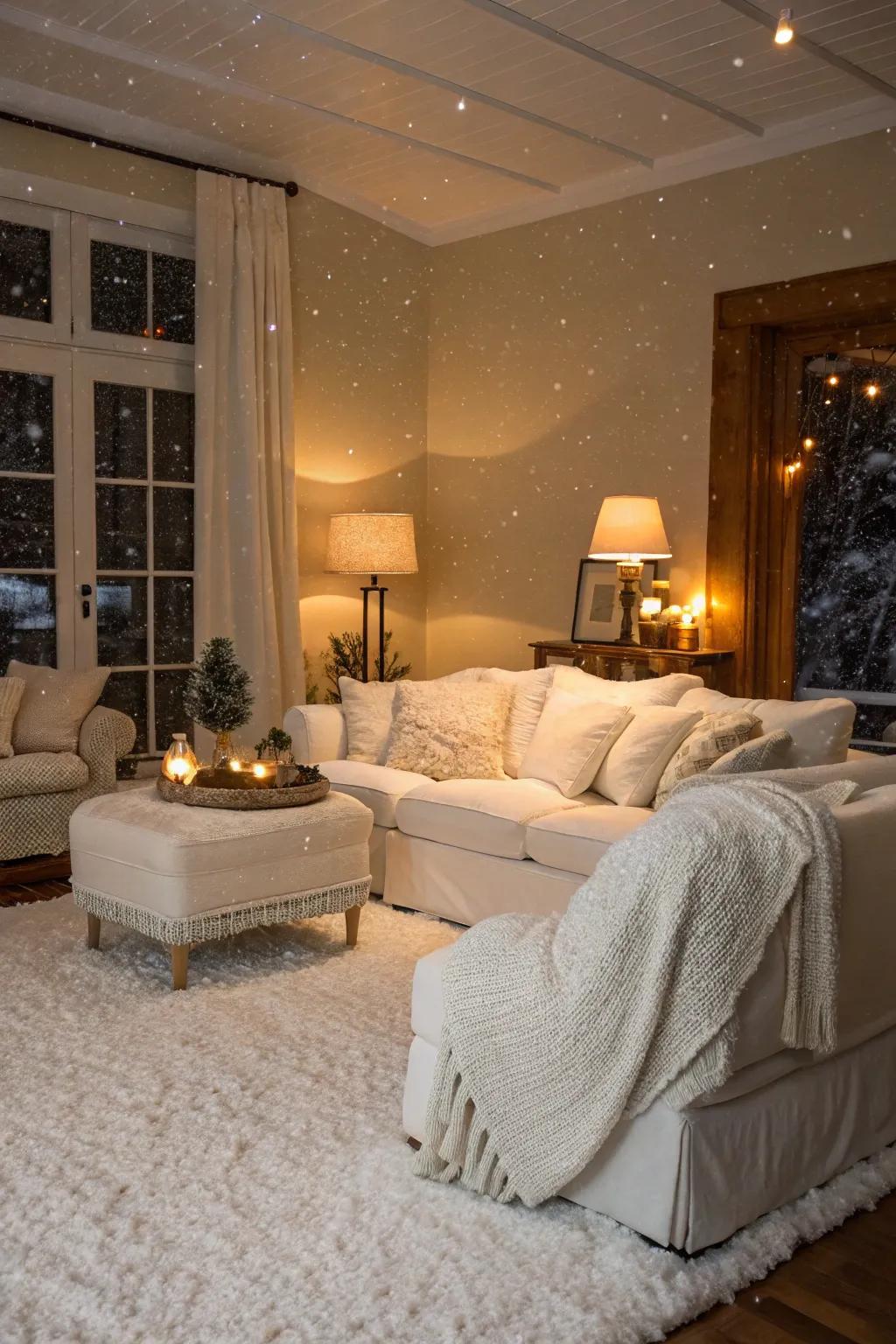 Produce an arctic hideaway with ivory highlights.