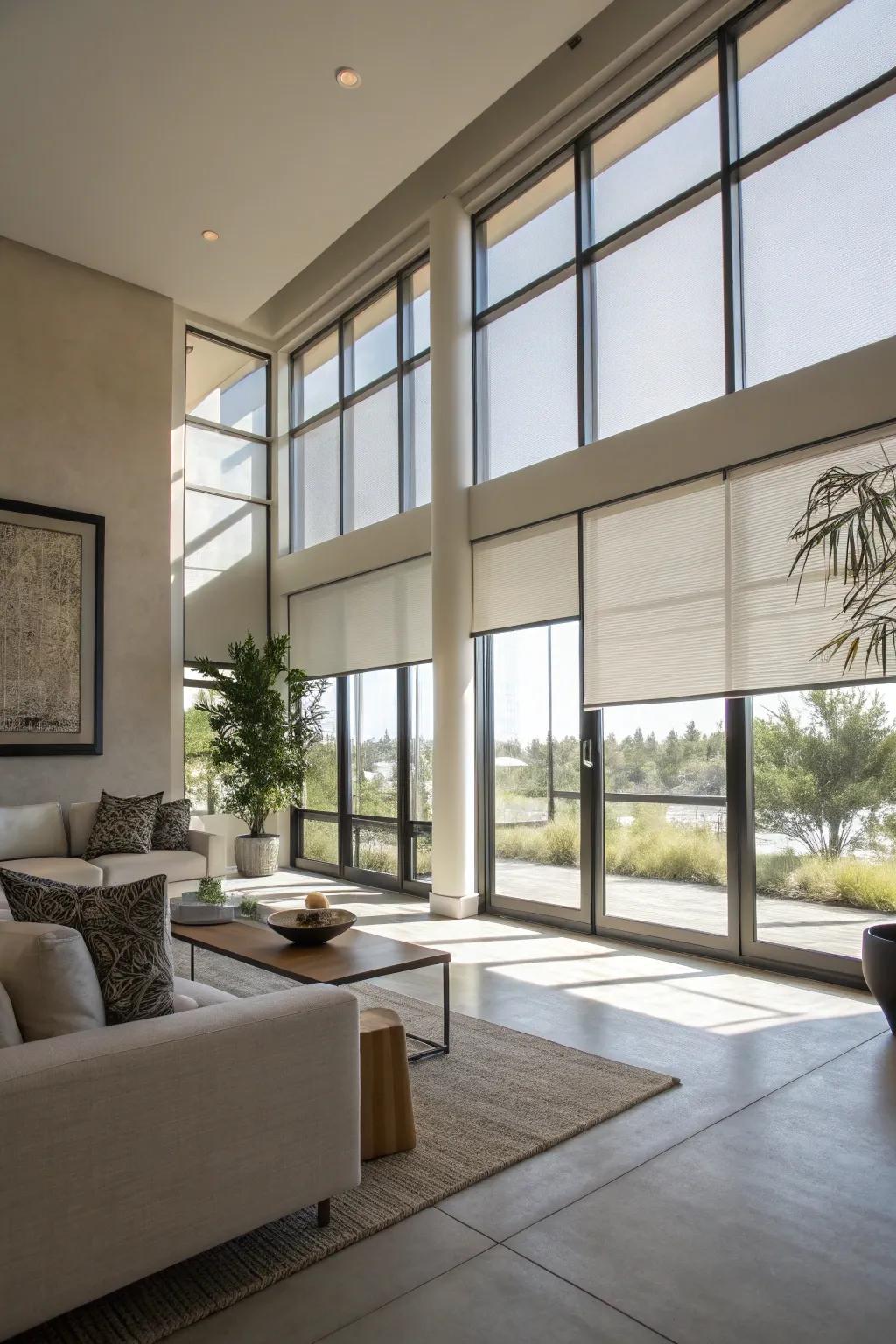Windup shades offer a simple, contemporary style with adjustable light management.