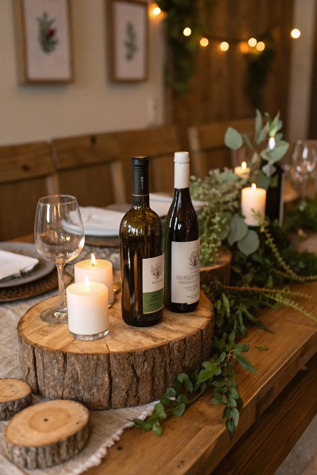 Earthy wood accents bring an element of charm and warmth to your wine area.