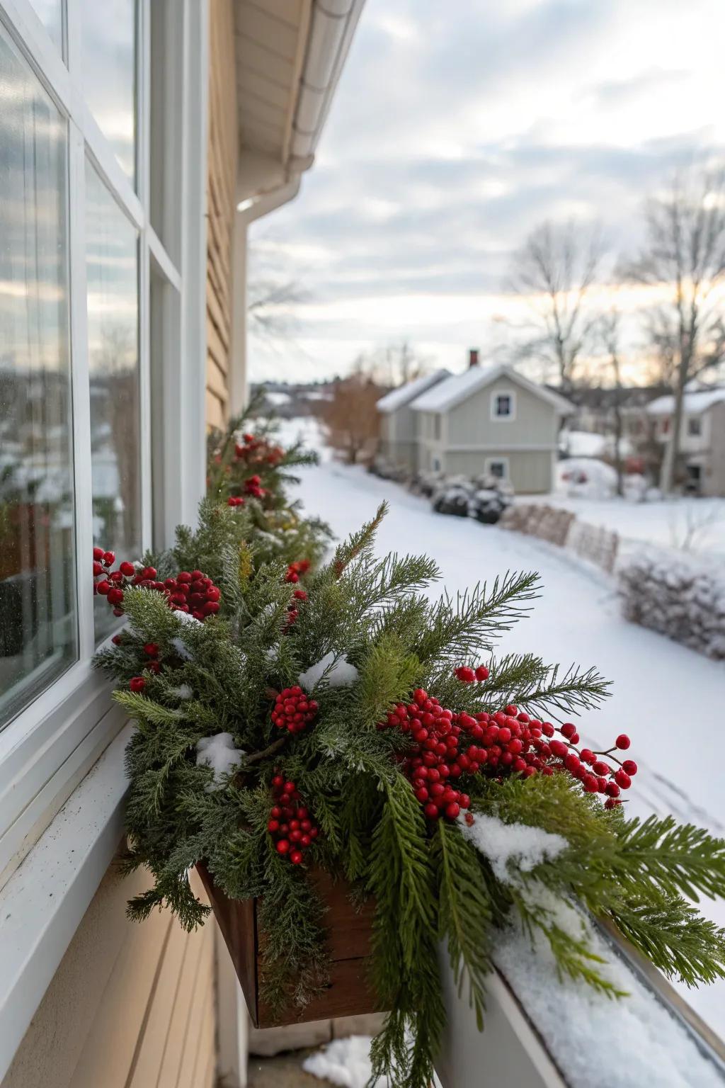 Crimson berries contribute a vibrant, festive hue to your winter display.