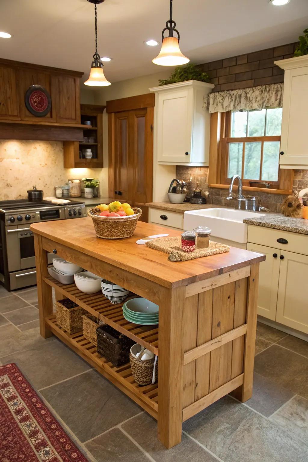 The natural beauty of a chopping block surface provides flair and functionality.