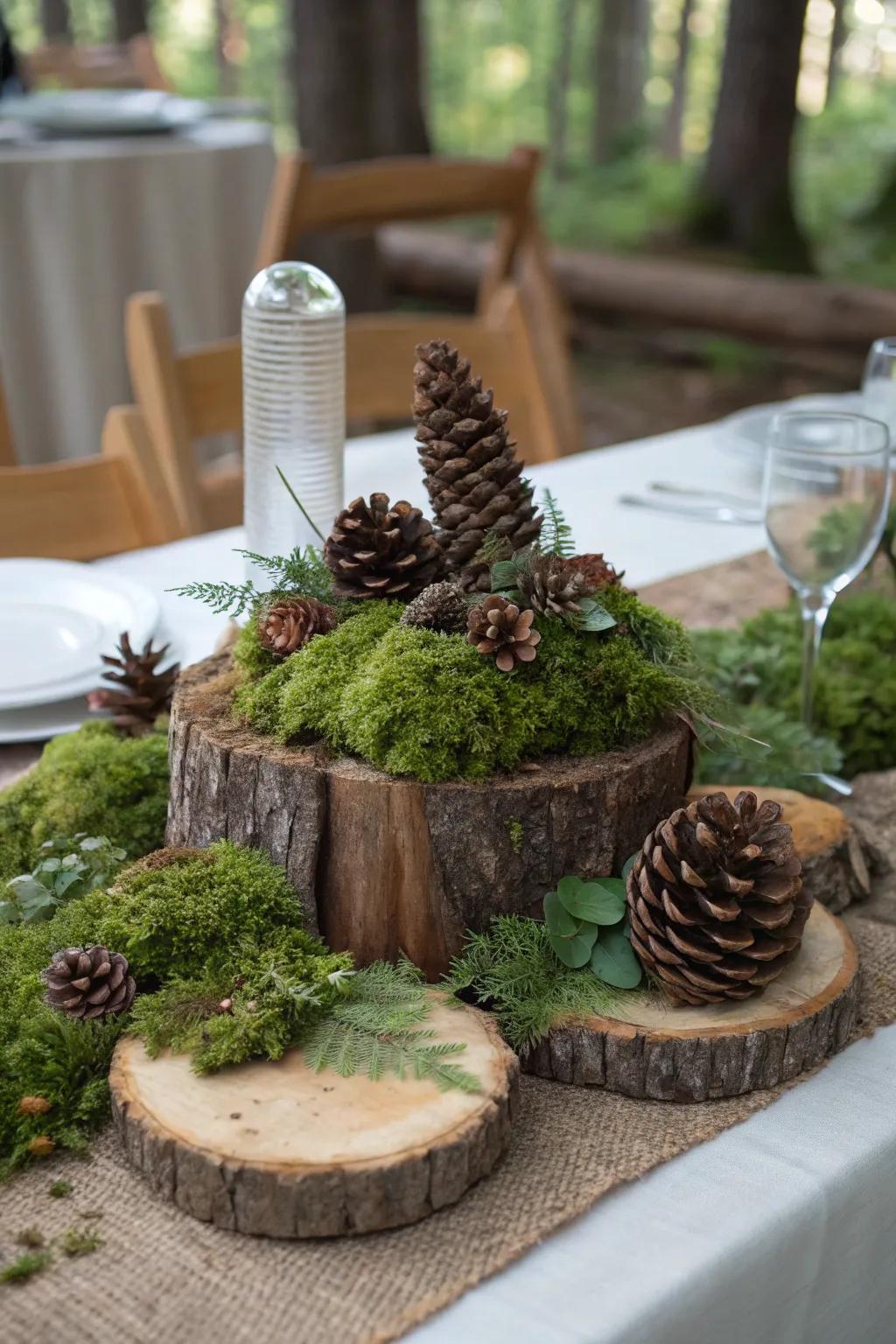 Organic motifs like foliage and cone fruits create breathtaking focal points.