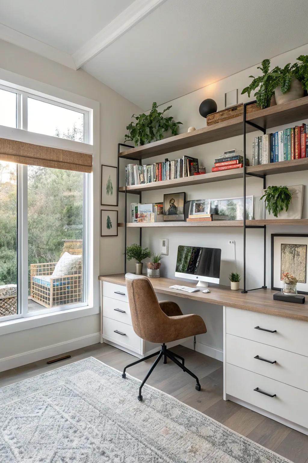Stylish shelving to keep your workspace neat and fashionable.