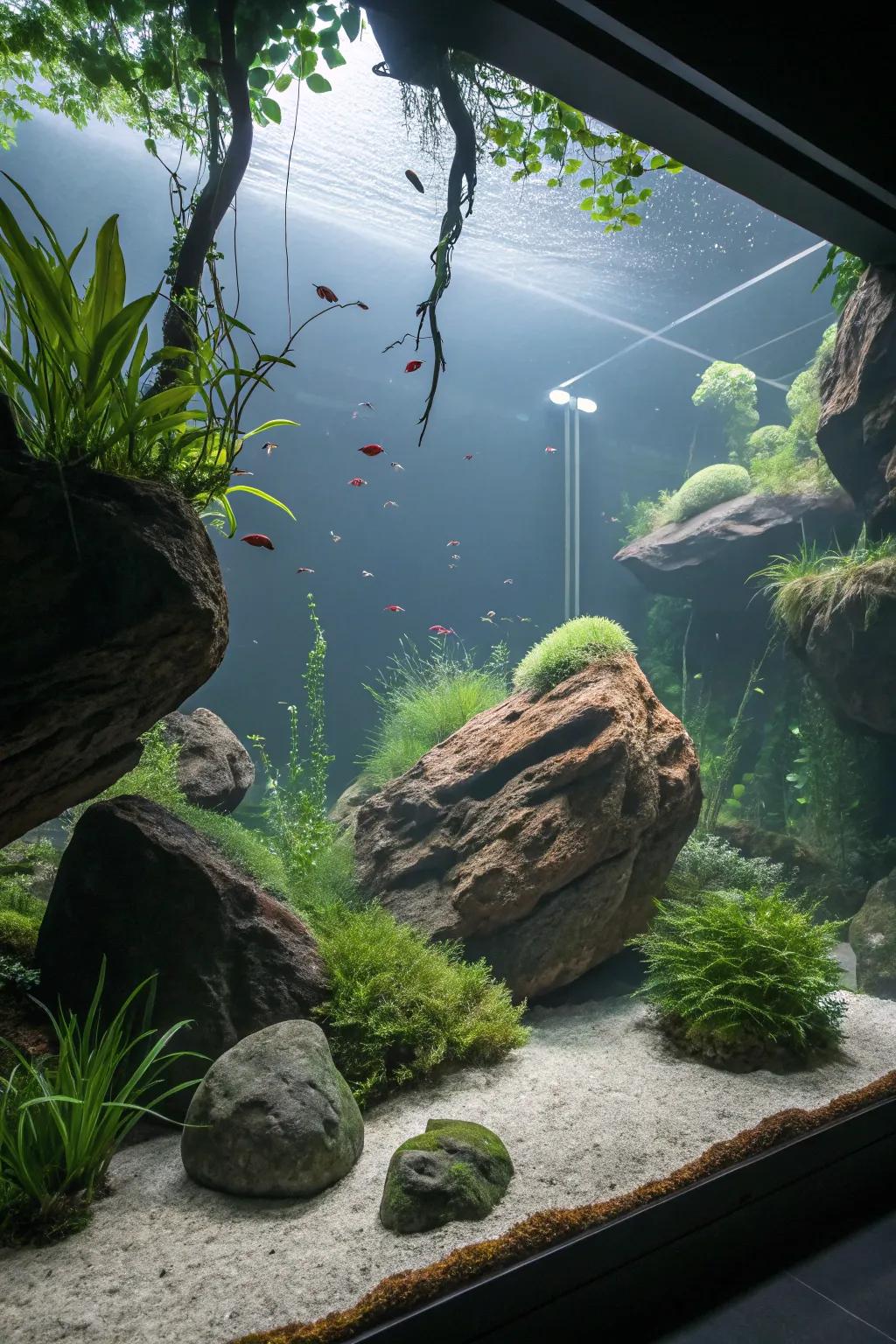 A fantastical landscape fashions an otherworldly ambiance.