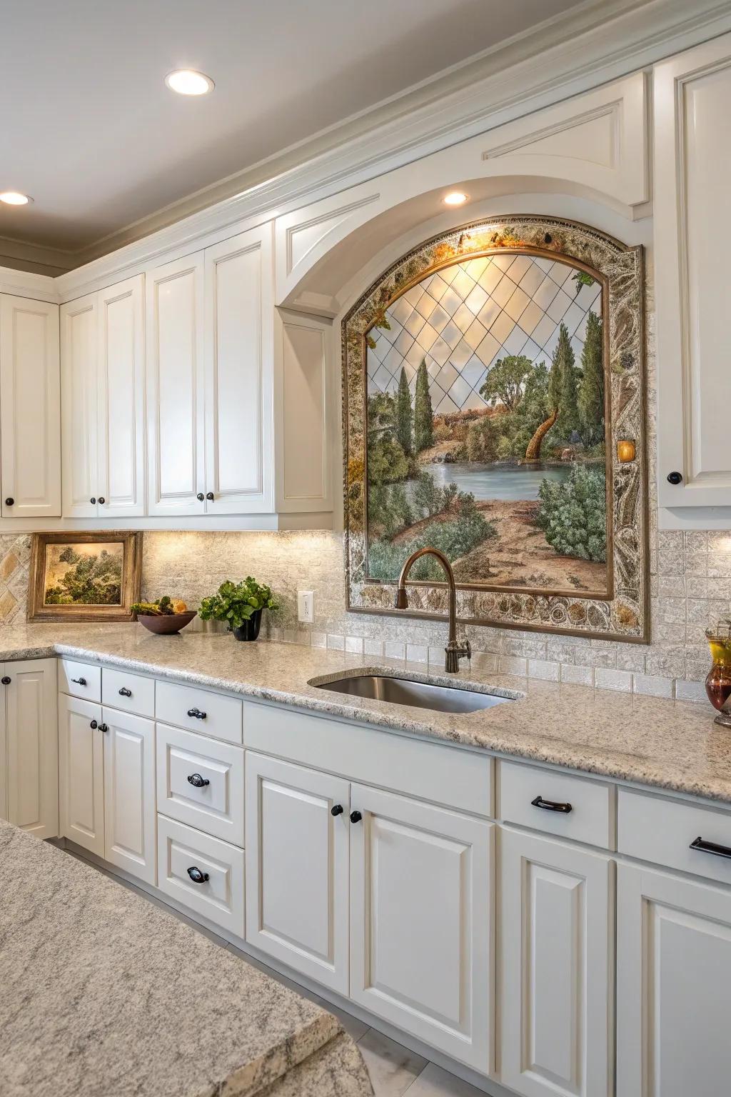 Tile delineations proffer a distinctive and artistic centerpiece for your cooking area decor.