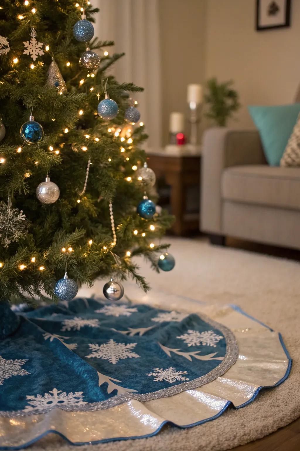 Refined coniferous skirt in azure and argent