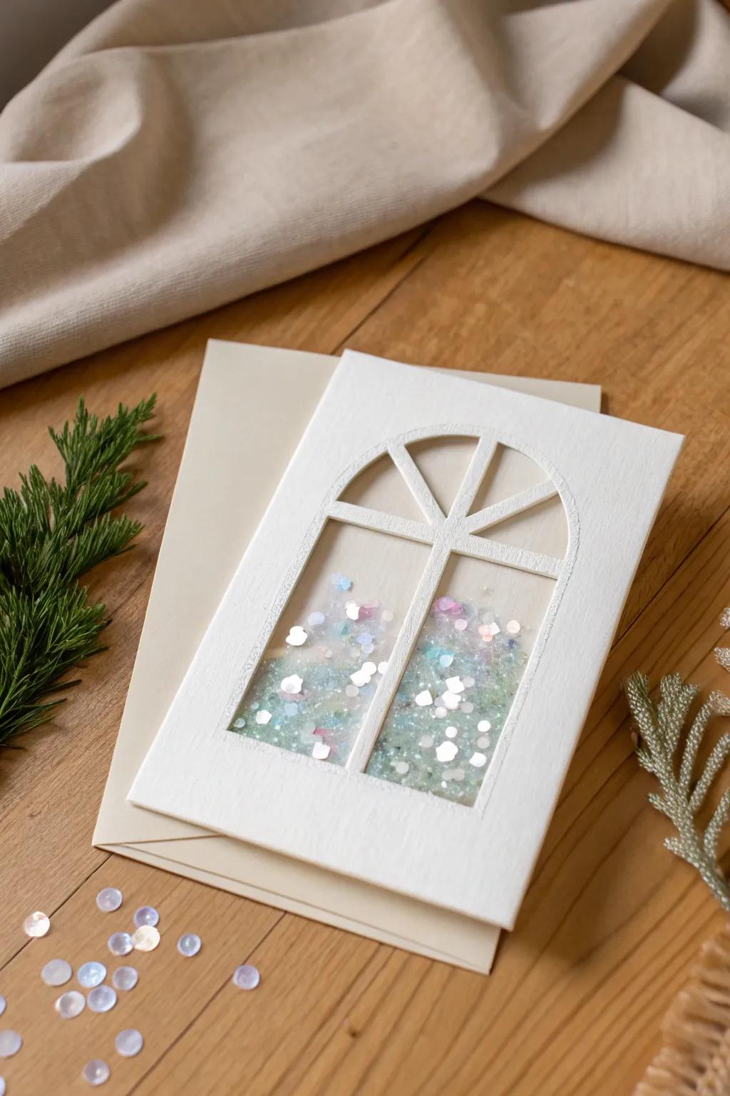 Shake up your holiday wishes using a touch of sparkle and simplicity. ✨ #ShakerCard #MinimalistChristmas