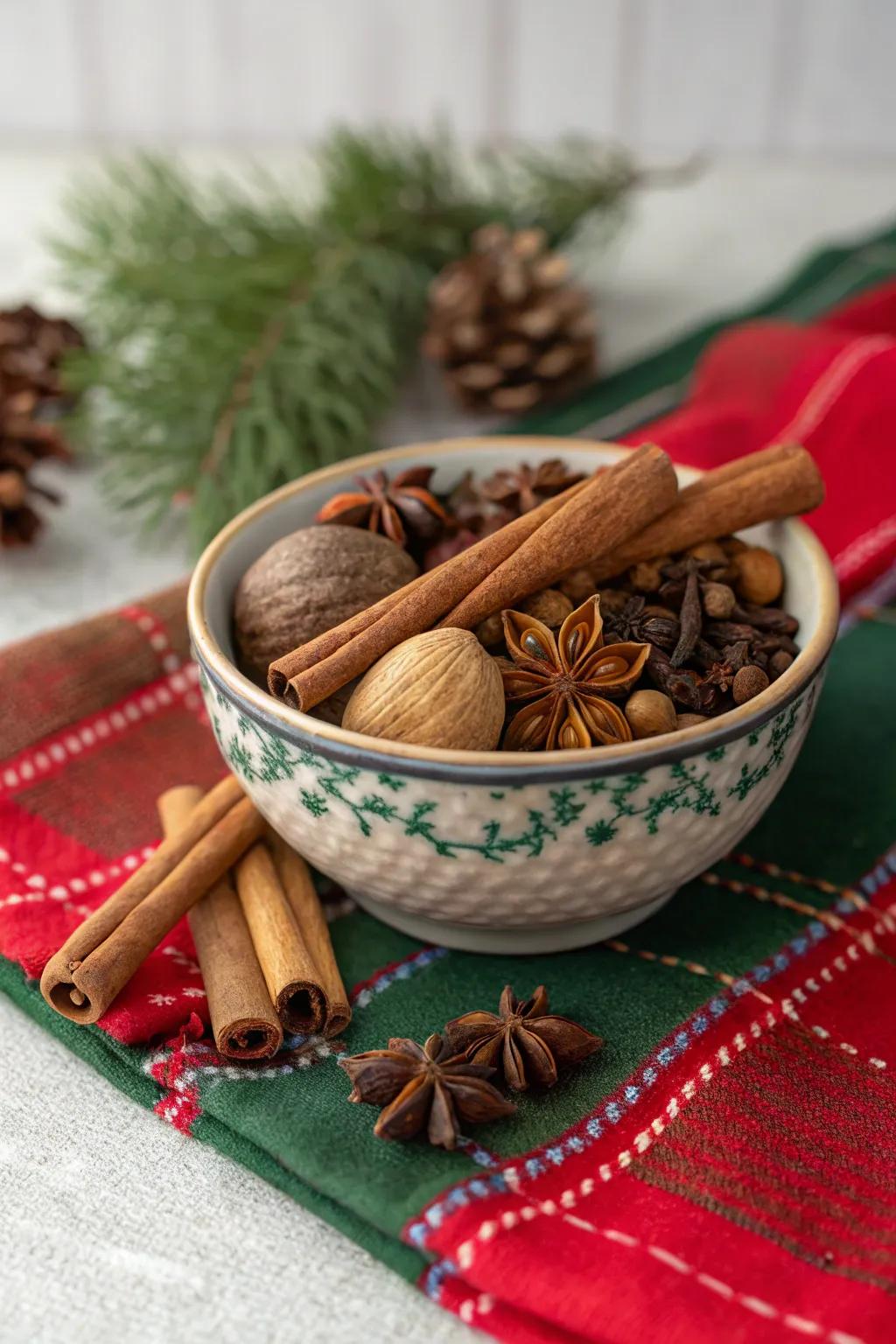 Holiday spices for sprinkling to add scent.
