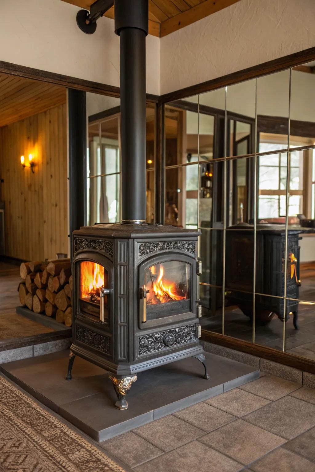 Shiny surfaces can make your hearth area feel more open and bright.