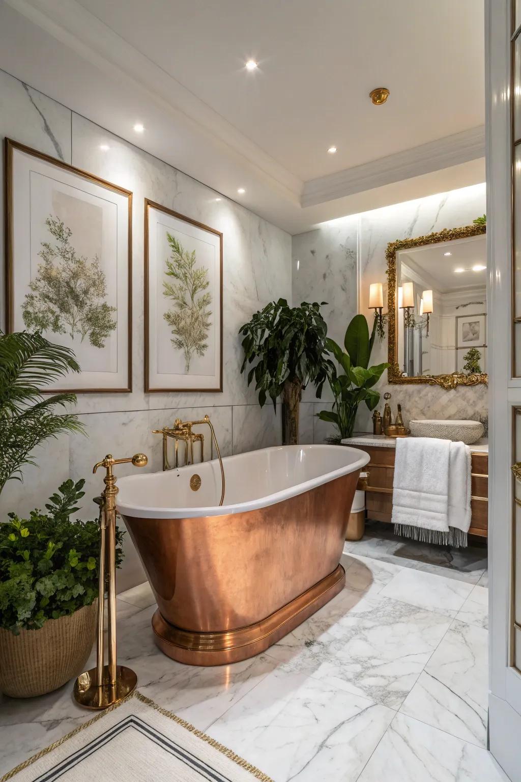 A remarkable tub establishing a lavish cottage bathroom