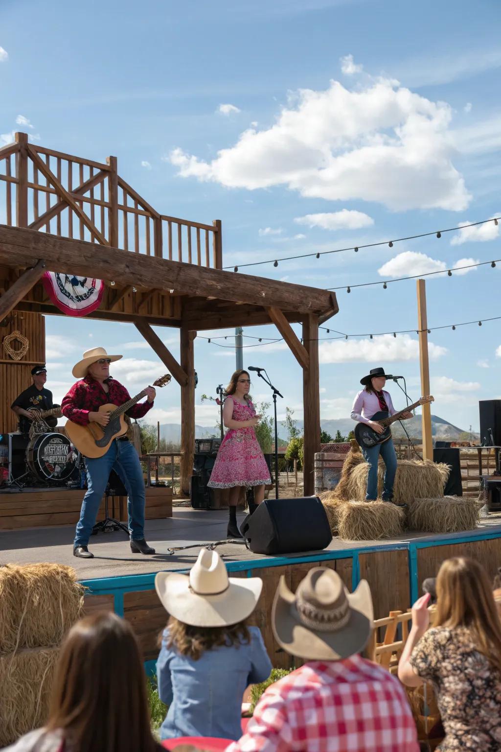 A live band performing country melodies contributes an exuberant energy to your celebration.