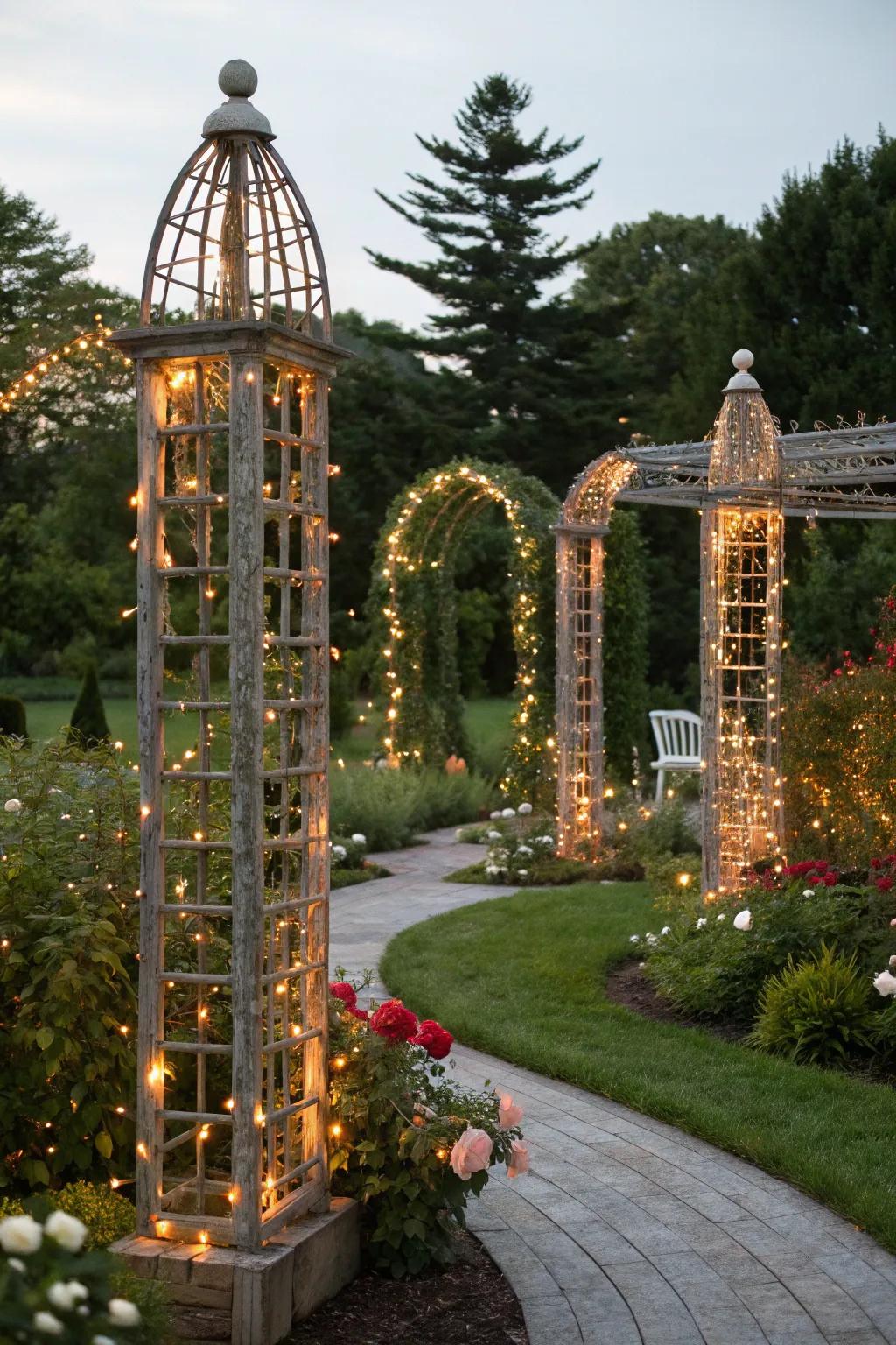 Ornamental accents add structure and charm to autumn gardens.