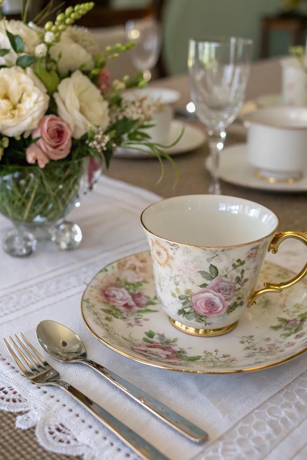 Flower patterns with metal touches for a luxurious impression.