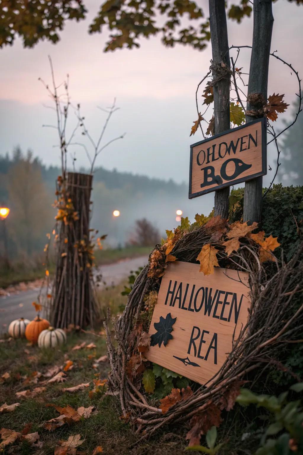 Bringing nature into Halloween decoration using natural elements.