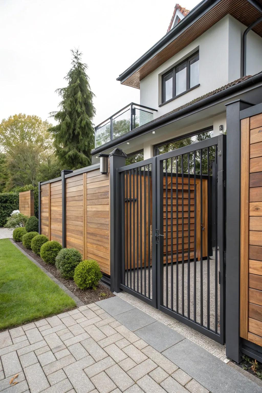 Timber and steel contrast access design