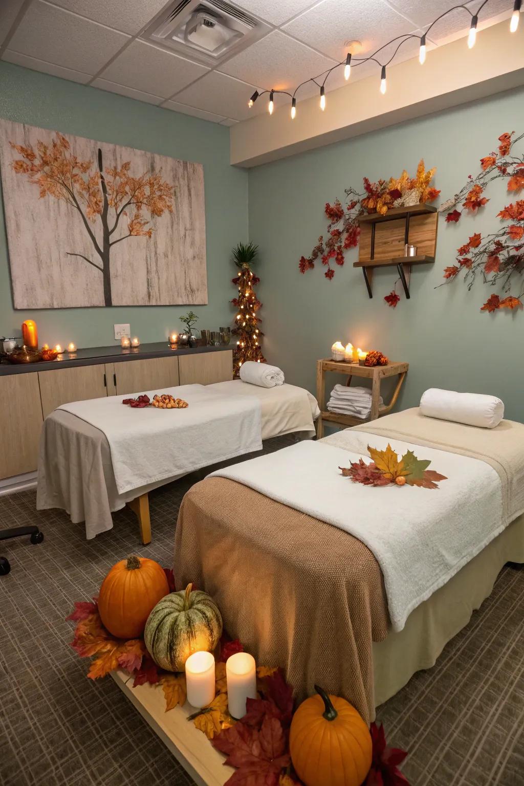 A massage space updated with design parts for every season for a fresh look.