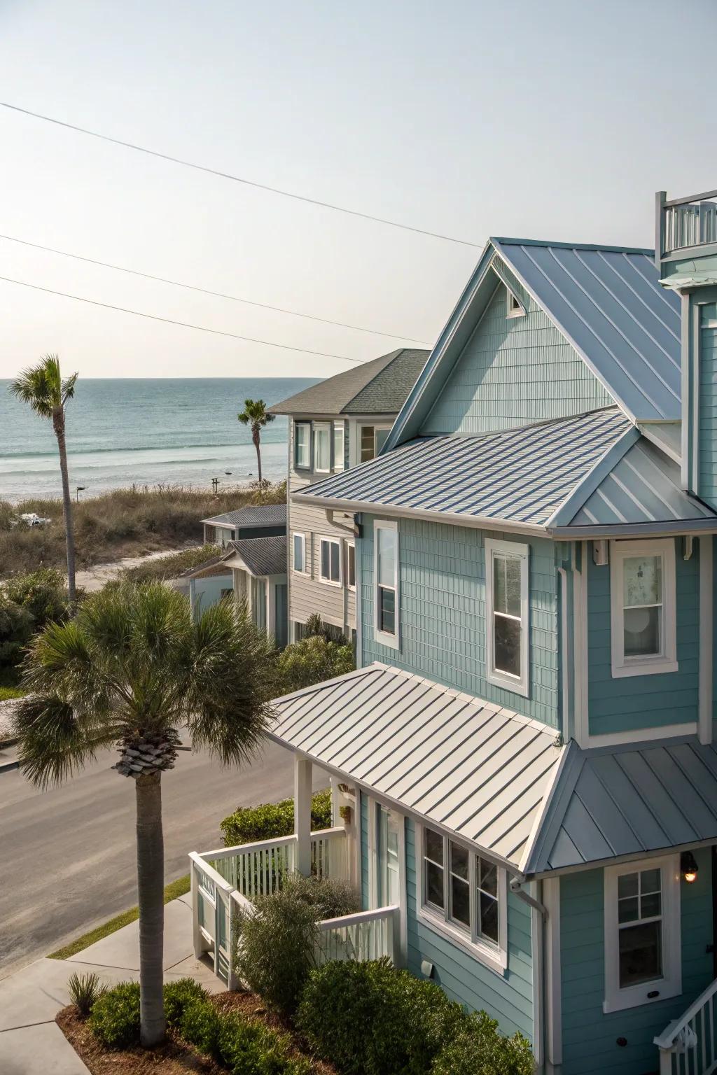 A beachside community home with sea-inspired metal cladding for a cool coastal vibe.