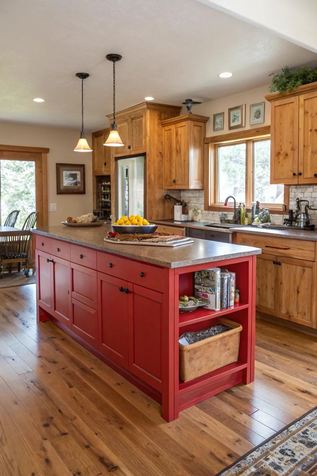A pop of color creates a vibrant focal point.