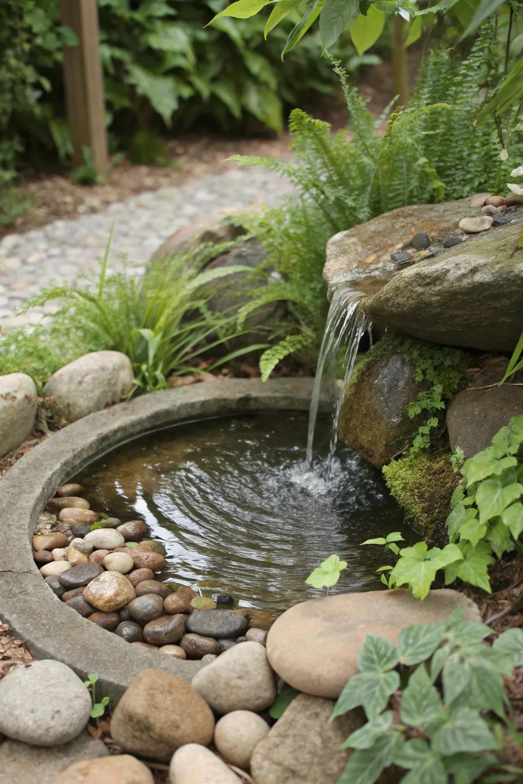 A water feature that provides tranquility, is easy to keep up with.