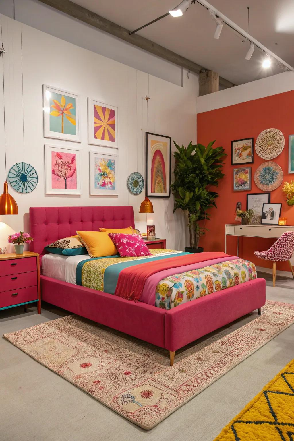 Bold colors make platform beds a standout feature.