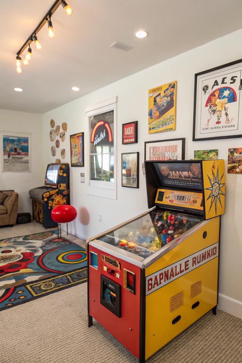 An amusement zone including a nostalgic pinball equipment.