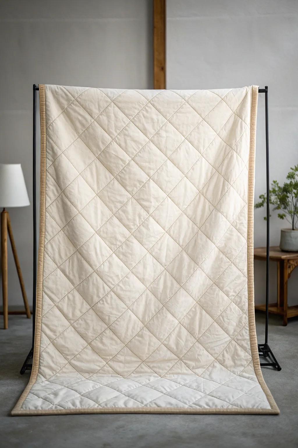 Unseen quilting furnishes a pristine, distraction-unburdened wrap-up.
