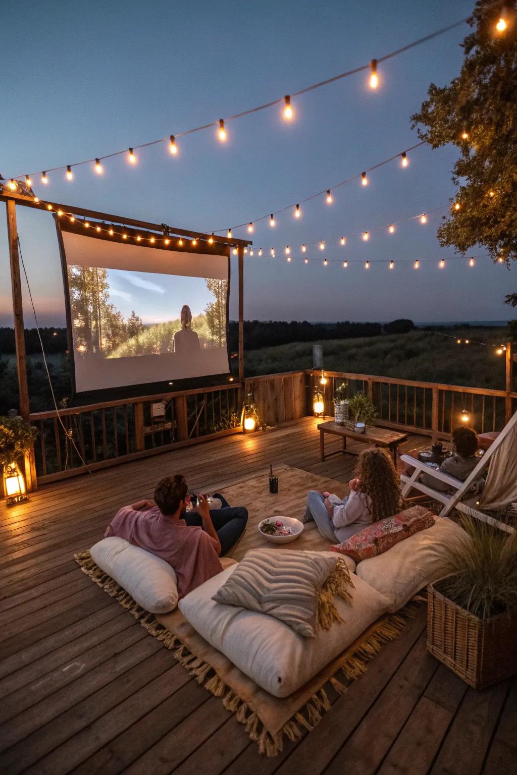 Enjoy movies under open skies with a theatre.