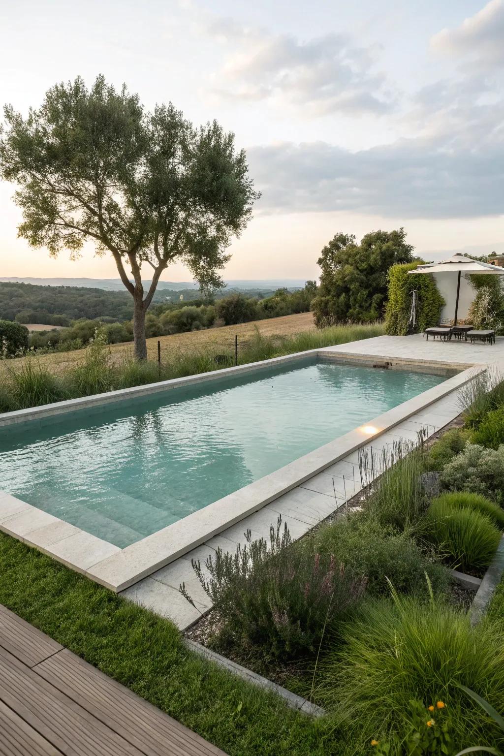 Green parts improve the pool with sustainable beauty.
