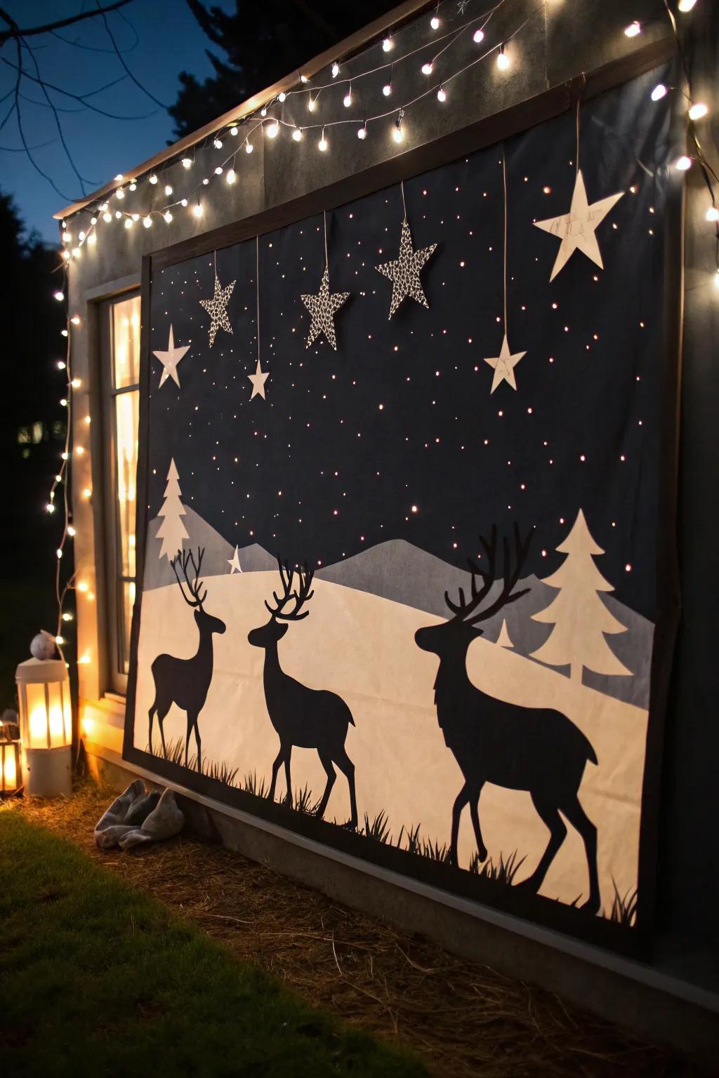 A reindeer starry scene creates a stunning celestial display.