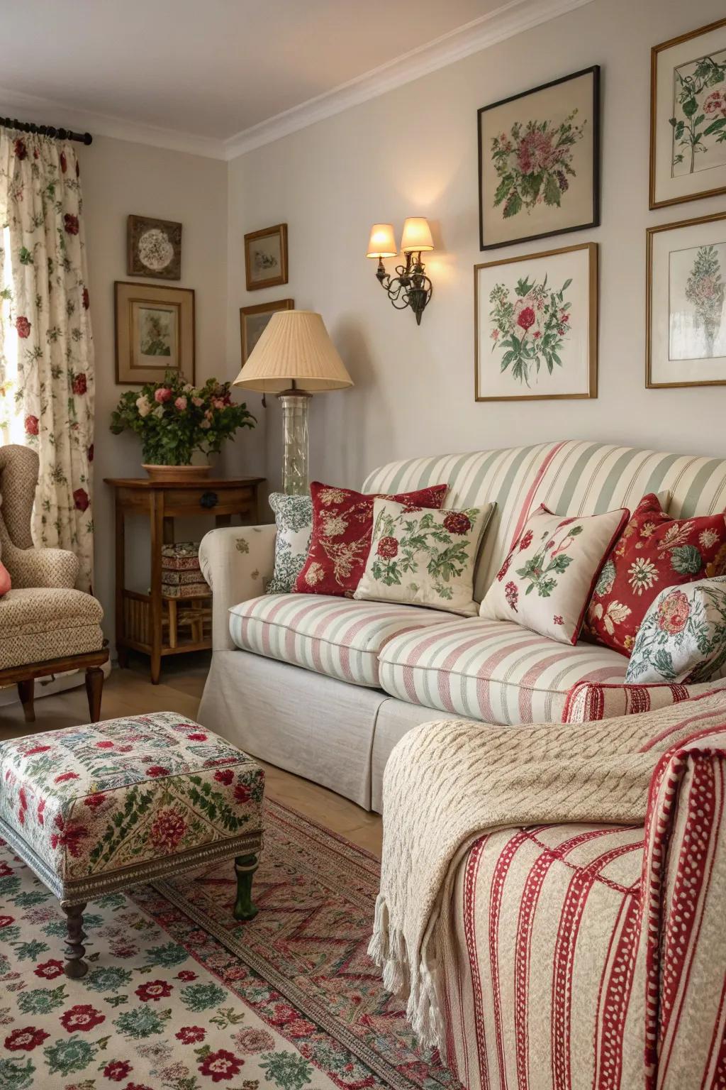 Blending patterns injects vibrancy and character into your spring decor.