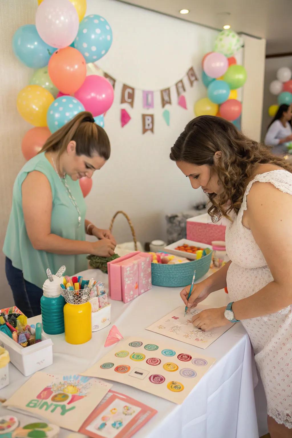 A fun DIY craft corner for attendees to make personalized creations.