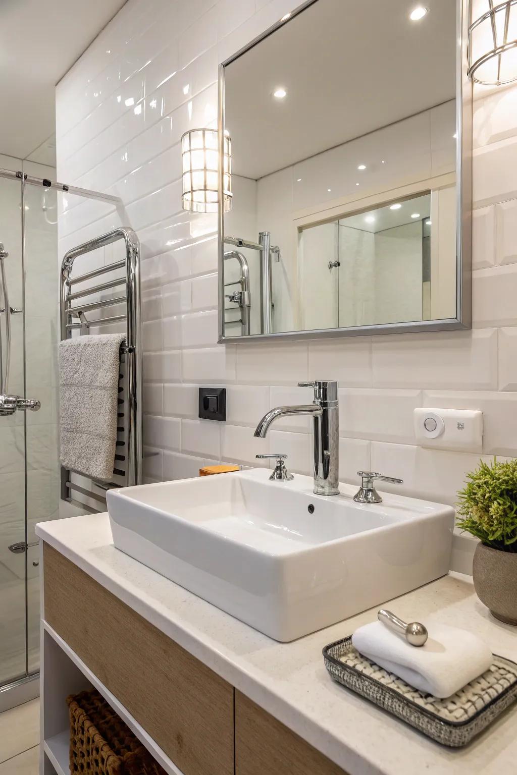 Streamlined fittings grant your lavatory a cutting-edge appeal.